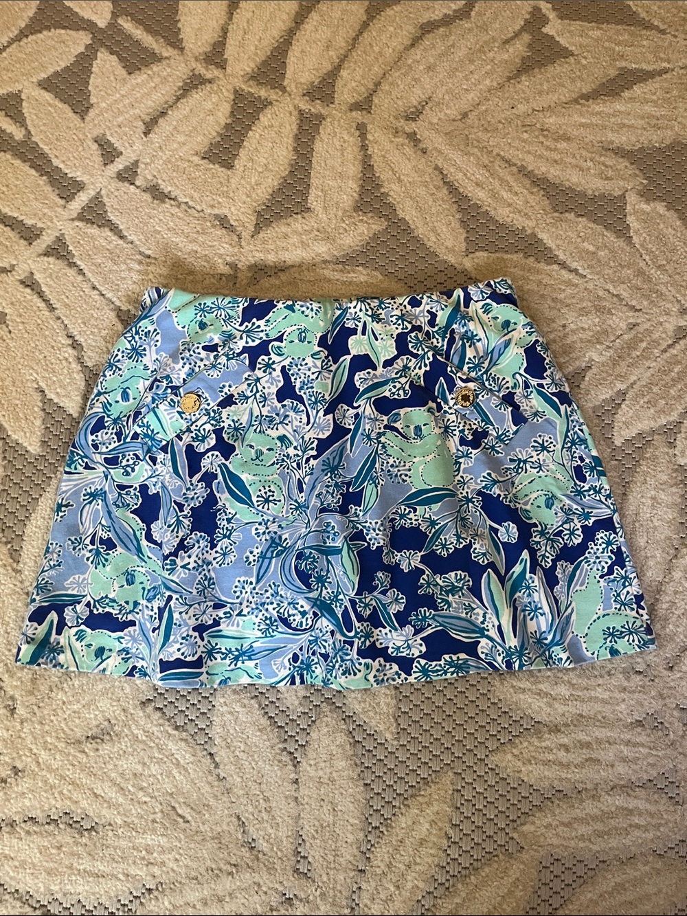Lilly Pulitzer Navy Blue and Mint Floral Skort